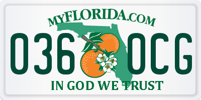 FL license plate 0360CG