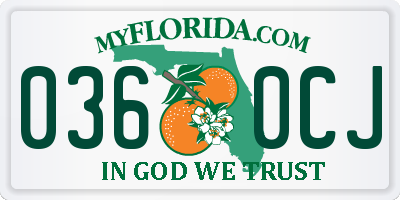 FL license plate 0360CJ