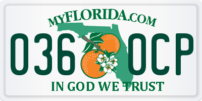 FL license plate 0360CP