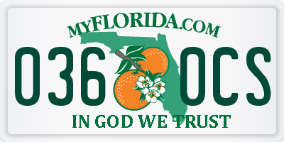 FL license plate 0360CS