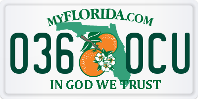 FL license plate 0360CU