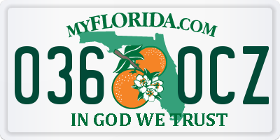 FL license plate 0360CZ