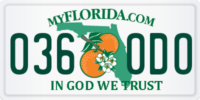 FL license plate 0360DO