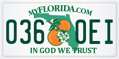 FL license plate 0360EI