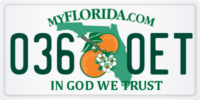 FL license plate 0360ET
