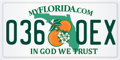 FL license plate 0360EX