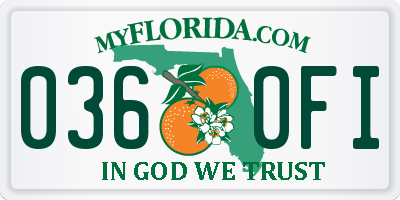 FL license plate 0360FI
