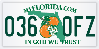 FL license plate 0360FZ