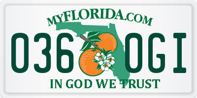 FL license plate 0360GI