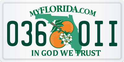 FL license plate 0360II