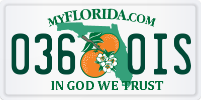 FL license plate 0360IS