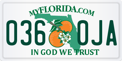 FL license plate 0360JA