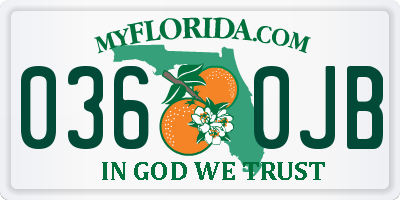 FL license plate 0360JB