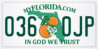 FL license plate 0360JP
