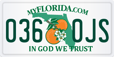 FL license plate 0360JS