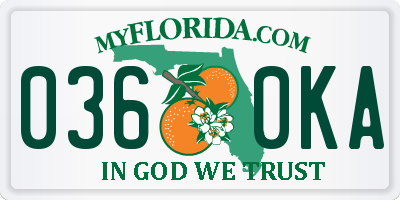 FL license plate 0360KA