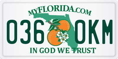 FL license plate 0360KM