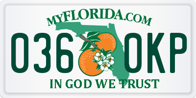 FL license plate 0360KP