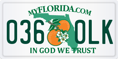 FL license plate 0360LK