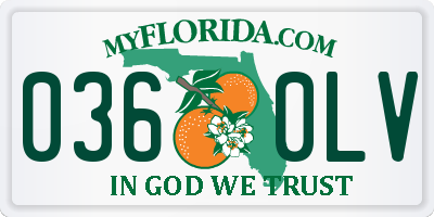 FL license plate 0360LV