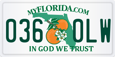 FL license plate 0360LW
