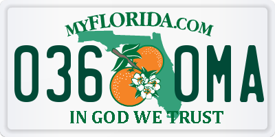 FL license plate 0360MA
