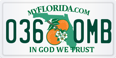 FL license plate 0360MB