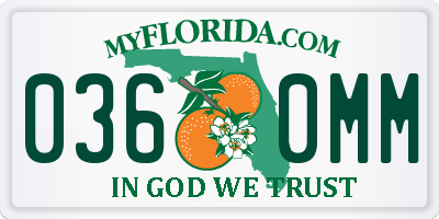 FL license plate 0360MM