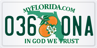 FL license plate 0360NA