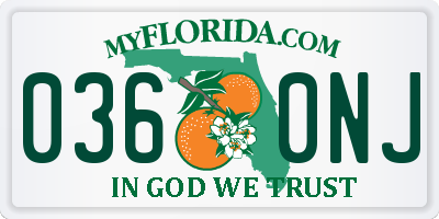 FL license plate 0360NJ