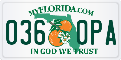 FL license plate 0360PA