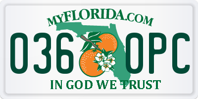 FL license plate 0360PC