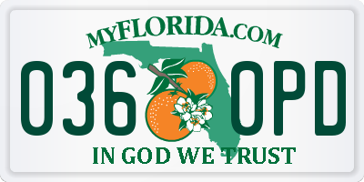 FL license plate 0360PD