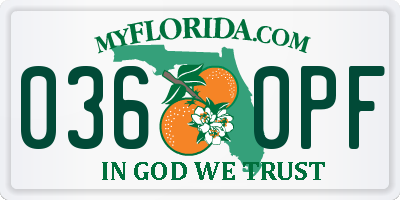 FL license plate 0360PF