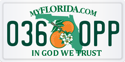 FL license plate 0360PP