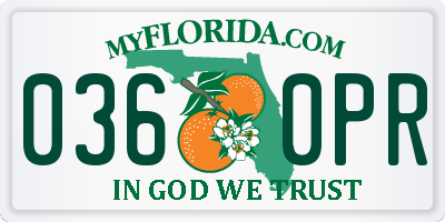 FL license plate 0360PR