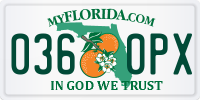 FL license plate 0360PX