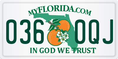FL license plate 0360QJ