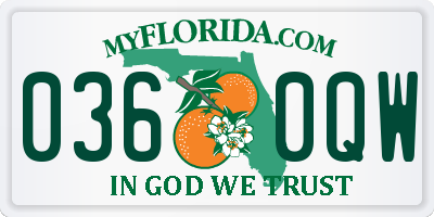 FL license plate 0360QW