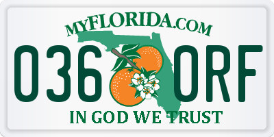 FL license plate 0360RF