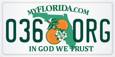 FL license plate 0360RG