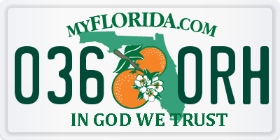 FL license plate 0360RH
