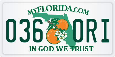 FL license plate 0360RI