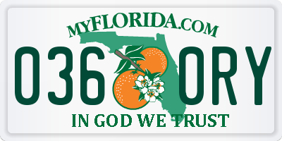 FL license plate 0360RY