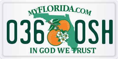 FL license plate 0360SH
