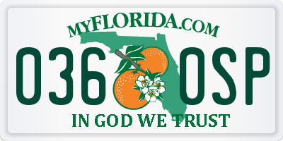 FL license plate 0360SP