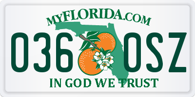FL license plate 0360SZ