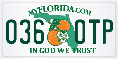 FL license plate 0360TP