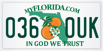 FL license plate 0360UK