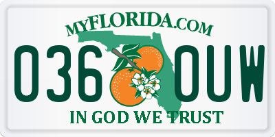 FL license plate 0360UW